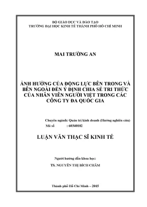Ảnh hưởng của động lực nội tại và ngoại tại đến ý định 