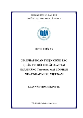 Giải pháp hoàn thiện quản trị rủi ro lãi suất tại Eximbank