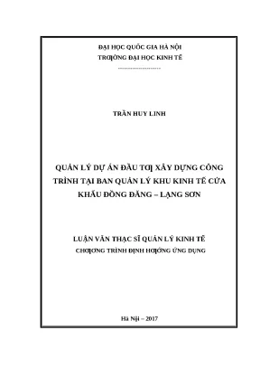 Quản lý dự án đầu tư xây dựng tại Khu Kinh tế cửa khẩu