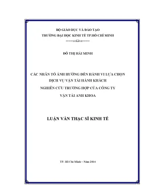 Những Nhân Tố Ảnh Hưởng Đến Hành Vi Lựa Chọn Dịch Vụ Vận