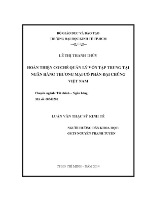 Cải Tiến Cơ Chế Quản Lý Vốn Tập Trung Tại Ngân Hàng