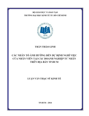 Nhân Tố Ảnh Hưởng Đến Dự Định Nghỉ Việc Của Nhân Viên