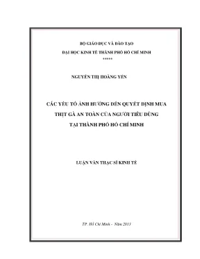 Các yếu tố ảnh hưởng quyết định mua thịt gà an toàn
