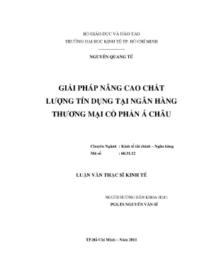 Luận văn chất lượng tín dụng ACB: Giải pháp & Thực trạng