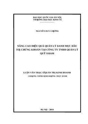Nâng cao hiệu quả quản lý danh mục đầu tư chứng khoán