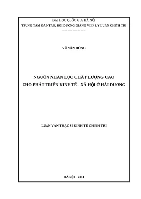 Phát Triển Nguồn Nhân Lực Chất Lượng Cao Ở Hải Dương