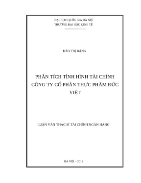 Phân Tích Tình Hình Tài Chính Công Ty Cổ Phần Thực Phẩm