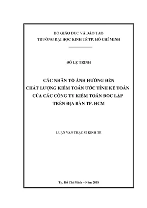 Các yếu tố ảnh hưởng đến chất lượng kiểm toán ước tính