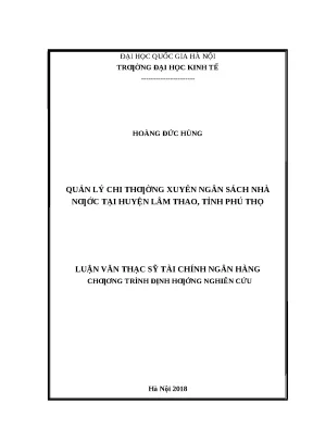 Quản Lý Chi Ngân Sách Nhà Nước Huyện Lâm Thao, Phú Thọ: