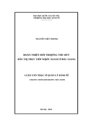 Cải Thiện Môi Trường Đầu Tư Nước Ngoài Tại Bắc Giang