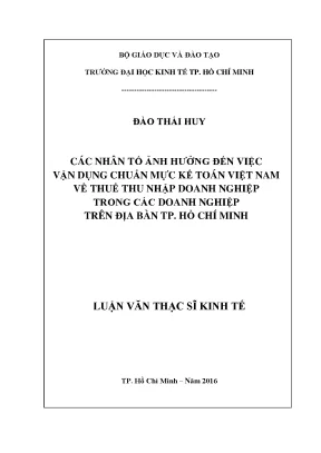 Các Nhân Tố Ảnh Hưởng Đến Vận Dụng Chuẩn Mực Kế Toán