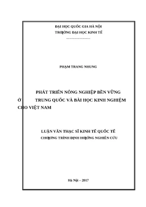 Bài học từ phát triển nông nghiệp bền vững ở Trung Quốc