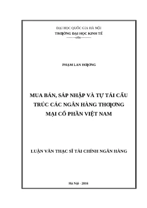 Nghiên cứu Mua Bán, Sáp Nhập và Tái Cấu Trúc Ngân Hàng