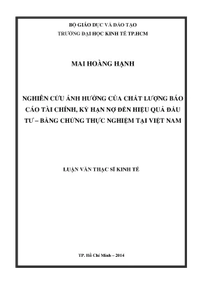 BCTC, kỳ hạn nợ & hiệu quả đầu tư: Luận văn ThS UEH