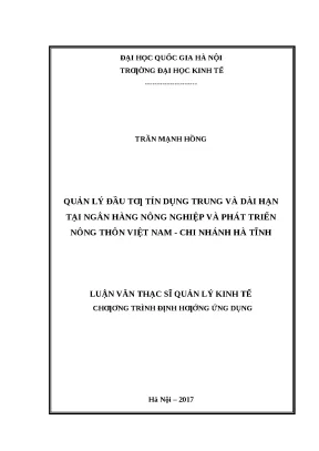 Quản lý đầu tư tín dụng trung và dài hạn tại ngân hàng