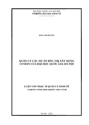 Quản lý dự án đầu tư xây dựng tại Đại học Quốc gia Hà Nội