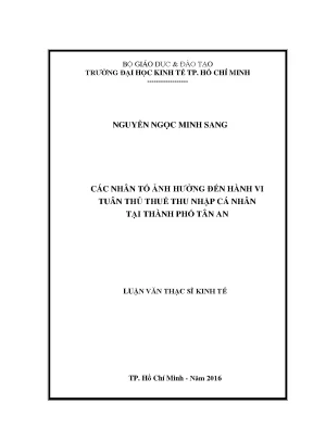 Những Nhân Tố Ảnh Hưởng Đến Hành Vi Tuân Thủ Thuế TNCN