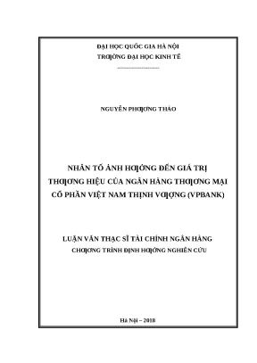 Nhân Tố Ảnh Hưởng Đến Giá Trị Thương Hiệu Của VPBank