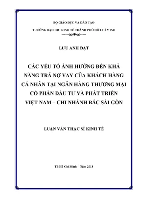 Yếu Tố Ảnh Hưởng Đến Khả Năng Trả Nợ Vay Của Khách Hàng