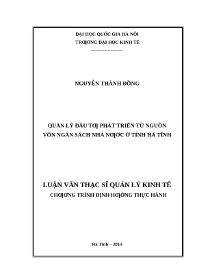 Luận văn Quản lý đầu tư vốn NSNN tại Hà Tĩnh