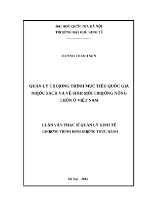 Luận văn Quản lý nước sạch & vệ sinh môi trường nông thôn