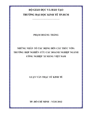 Nhân Tố Tác Động Đến Cấu Trúc Vốn Doanh Nghiệp Ngành Xi