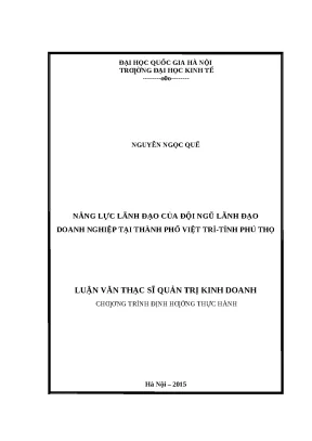 Năng Lực Lãnh Đạo Doanh Nghiệp Tại Việt Trì, Phú Thọ