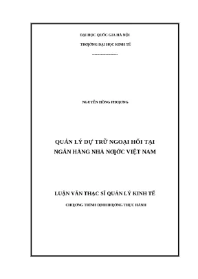 Quản lý dự trữ ngoại hối tại Ngân hàng Nhà nước Việt