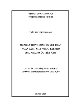 Quản lý quyết toán ngân sách nhà nước tại Kho bạc Nhà