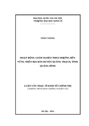 Giảm nghèo bền vững tại huyện Quảng Trạch, Quảng Bình