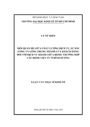 Luận văn: Dịch vụ, Hài lòng & Trung thành BV tư Bình Dương