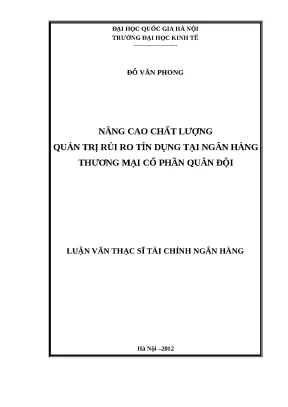 Nâng cao quản trị rủi ro tín dụng tại ngân hàng TMCP