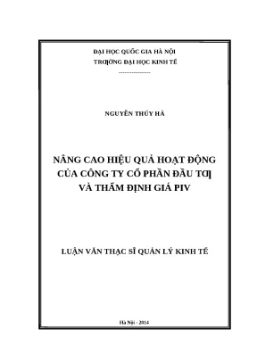 Nâng Cao Hiệu Quả Hoạt Động Công Ty CP Đầu Tư và Thẩm