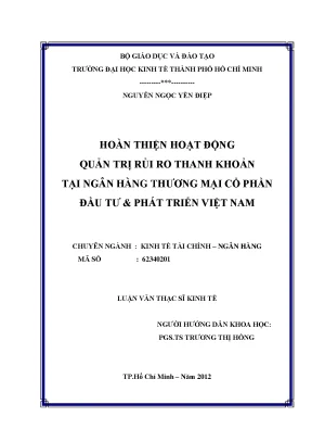 Hoàn thiện quản trị rủi ro thanh khoản tại BIDV