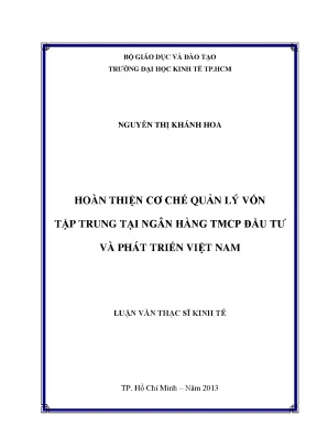 Luận văn thạc sĩ: Quản lý vốn tập trung tại BIDV