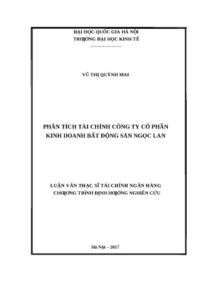 Luận văn thạc sĩ UEB: Phân tích tài chính công ty BĐS