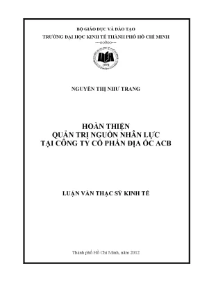 Luận văn quản trị nguồn nhân lực tại Công ty Địa ốc ACB