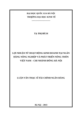 Lợi Nhuận Từ Hoạt Động Kinh Doanh Tại Ngân Hàng Nông