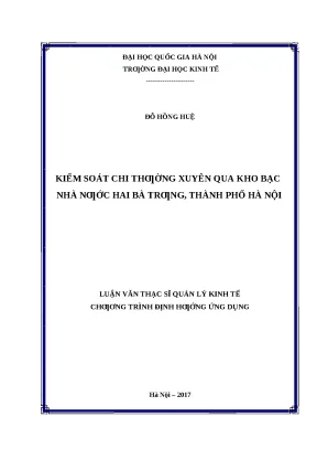 Kiểm Soát Chi Thường Xuyên Qua Kho Bạc Nhà Nước Tại Hai