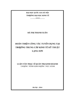Hoàn thiện công tác tuyển dụng: Luận văn & giải pháp