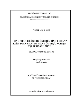 Nhân Tố Ảnh Hưởng Đến Tính Độc Lập Của Kiểm Toán Viên