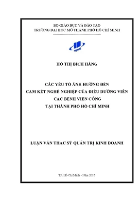 Yếu Tố Ảnh Hưởng Đến Cam Kết Nghề Nghiệp Của Điều Dưỡng