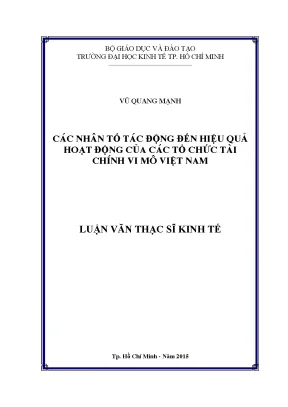 Các Nhân Tố Tác Động Đến Hiệu Quả Hoạt Động Của Tổ Chức