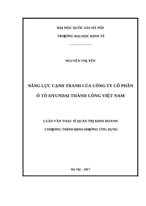 Năng Lực Cạnh Tranh Của Công Ty Cổ Phần Ô Tô Hyundai