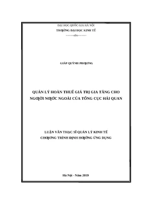 Luận văn Quản lý hoàn thuế GTGT cho người nước ngoài