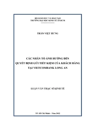 Các yếu tố ảnh hưởng đến quyết định gửi tiết kiệm tại