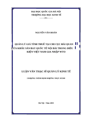 Luận văn: Quản lý giá tính thuế tại Hải quan Nội Bài