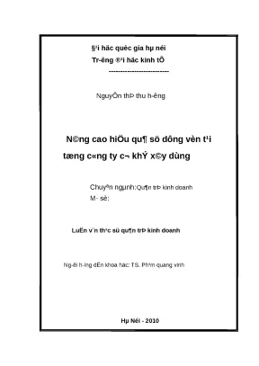 Nâng cao hiệu quả sử dụng vốn tại Tổng công ty Cơ khí