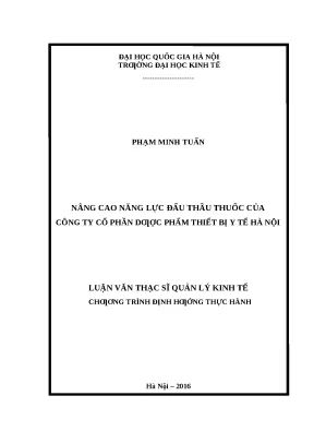 Nâng Cao Năng Lực Đấu Thầu Thuốc Tại Công Ty Dược Phẩm