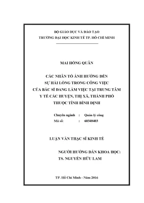 Các yếu tố ảnh hưởng đến sự hài lòng trong công việc của